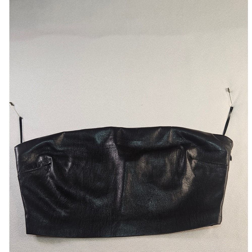The Andamane Black Faux Leather Tube Top Strapless Bodice Size 44 T130704/A